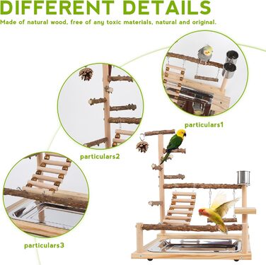 Ігровий майданчик для птахів з годівницями та підставкою, тренажер для папуг, колібрі, хвилястих поніків, ара