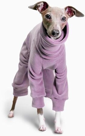 Теплий зимовий костюм для італійських грейхаундів (Whippet), фліс, цілісний, з коміром-роллером, фіолетовий, 2XL