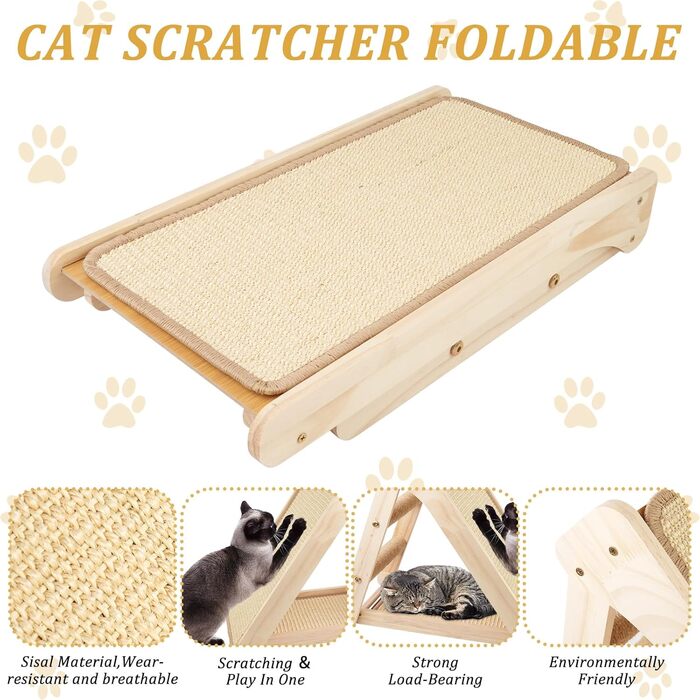 Котяче дряпальний борд Sibosen, 53x49x45 см, 3-в-1, з високоякісного сизалю, без встановлення