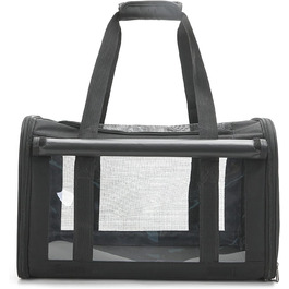 Транспортна переноска для собак та котів PETCUTE, складана, з внутрішнім ременем безпеки, схвалена авіакомпаніями, дихаюча, для подорожей та прогулянок (чорна)