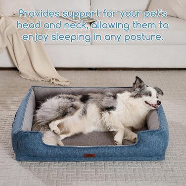 Ортопедичне собаче ліжко Hollypet, зелене, для середніх собак, 81.3 x 61.3 x 32 см. Знімний, водонепроникний, зручний чохол та антиковзаюча підкладка.