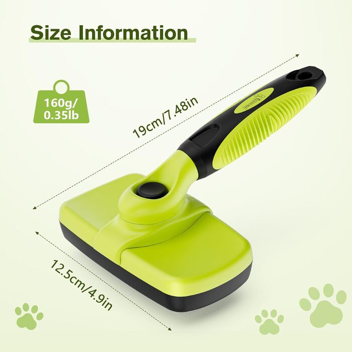 Щітка для собак з довгим волоссям Pecute, щітка для котів, щітка для домашніх тварин, самоочисна висмикувана щітка, класична модель L