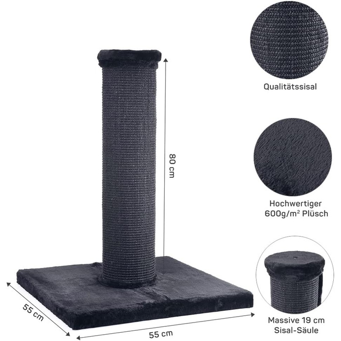 Когтеточка для великих котів CanadianCat Company XXL, антрацит, стовп 19 см, 55x55x80 см