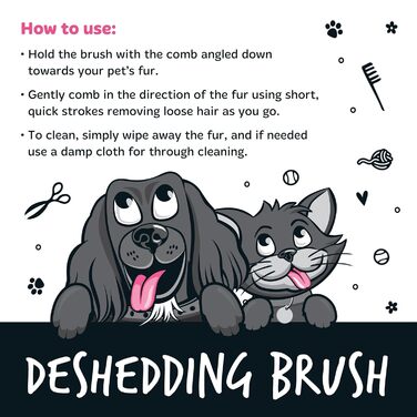 Щітка для грумінгу Bugalugs Enthaarungsbürste для собак, котів, коней – інструмент для догляду за тваринами, що делікатно та ефективно видаляє шерсть. Широкий плоский гребінь для догляду за шерстю собак, котів та коней (чорна).
