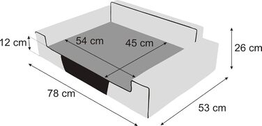 Ліжко для собак, корзина для котів, XXL (116x78 см), чорний та сірий, знімний чохол, миється