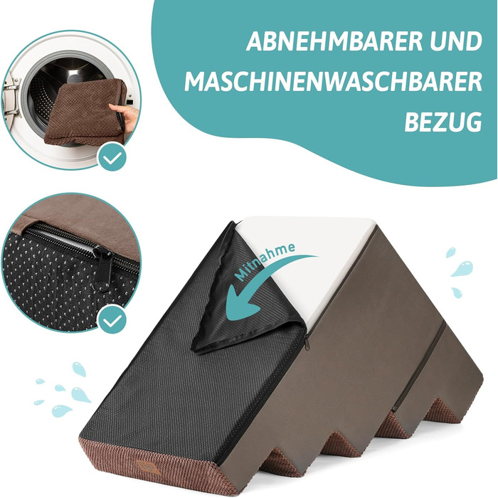 Сходинка для собак та котів COZY KISS: зручна та безпечна для ліжка, софи та авто. Розміри: 7x0x60cm, 75x50x60cm. Кольори: чорний та білий, шоколадний.