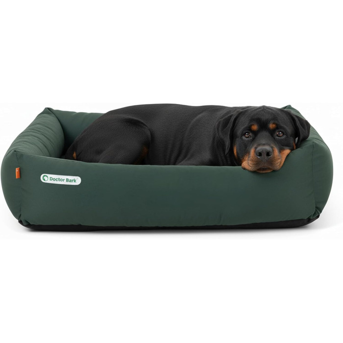 Ортопедичне ліжко для собак Doctor Bark - великі породи, XXL (110x100 см), зелене, миється до 95°C