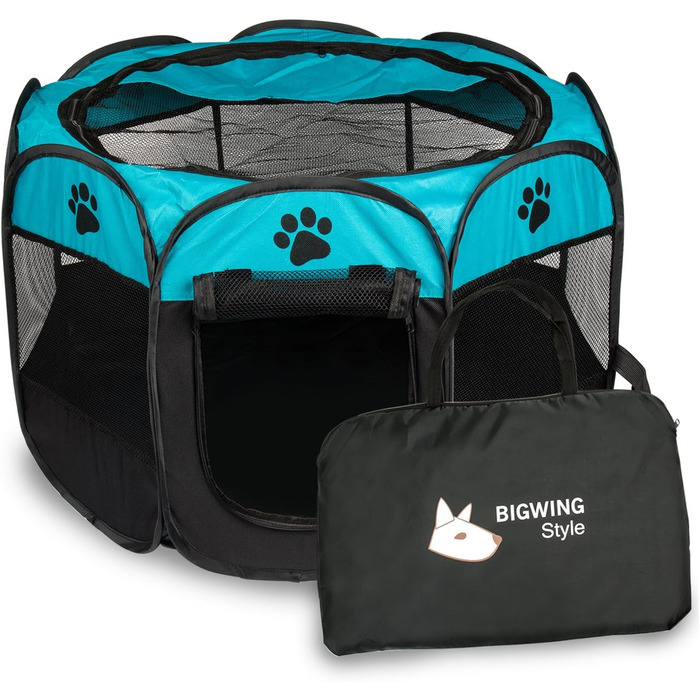 Вольєр для собак та котів BIGWING Style M/L, блакитний, водовідштовхувальний, для цуценят та тварин