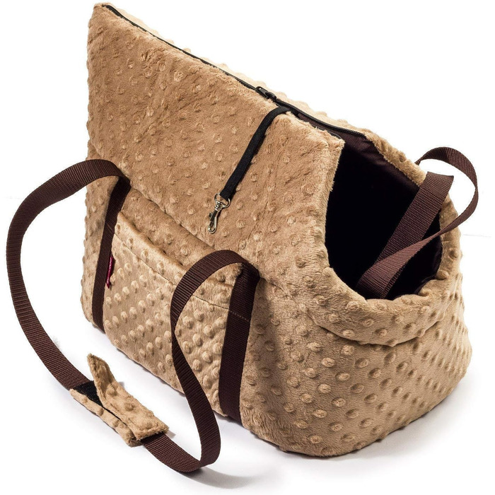 Сумка-переноска для собак та котів, бежева (Minky), M, до 10 кг, розмір 38x28x28 см