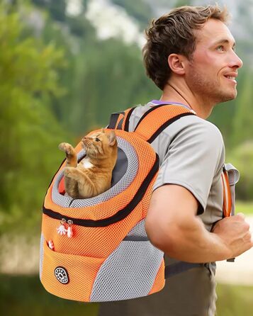PETCUTE Рюкзак-переноска для собак та котів, оранжевий. Зручний, дихаючий, з водонепроникним дном та безпечним кріпленням. Ідеальний для подорожей та прогулянок.