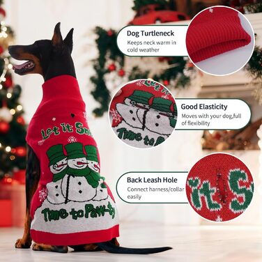 Світшот для собак IECOii з коміром-мотоциклом, флісовий пуловер, святковий пуловер на Різдво, в'язаний пуловер для собак на Хелловін, м'який пуловер для собак, зелений, червоний (XL)