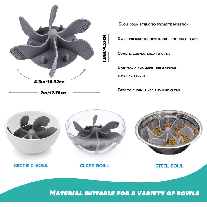 Миска для собак Slow Feeder з гелевою вставкою: запобігає ковтання, для здорового травлення, великі напувачки для собак