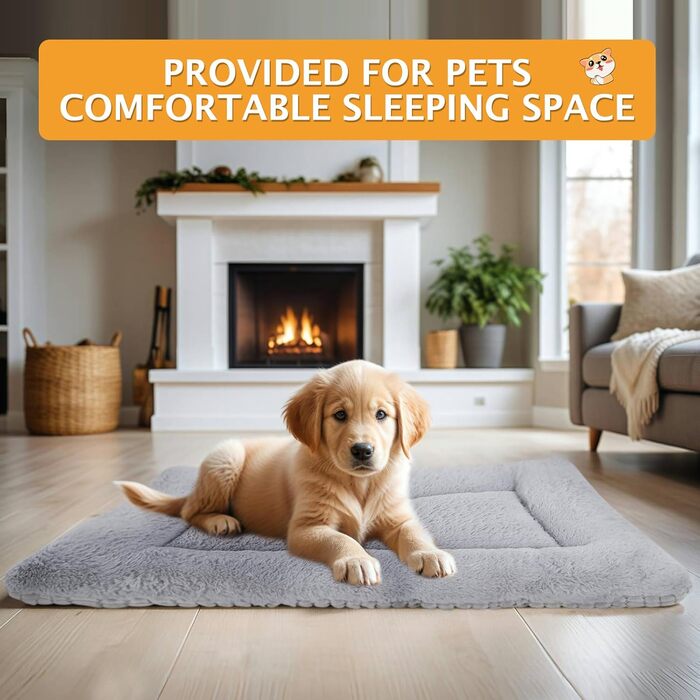 М'яке та тепле ліжко для собак - килимок-матрац для домашніх тварин, зручне, двостороннє, легко миється, PS085 (106x71 см, сірий)