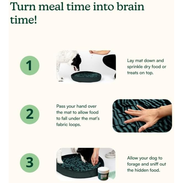 Килимок для годування собак Reggie, стимулює апетит, зменшує швидке поїдання, нудьгу та стрес, рекомендований ветеринарами, підходить для собак будь-якого віку, породи та розміру (колір: мисливсько-зелений)
