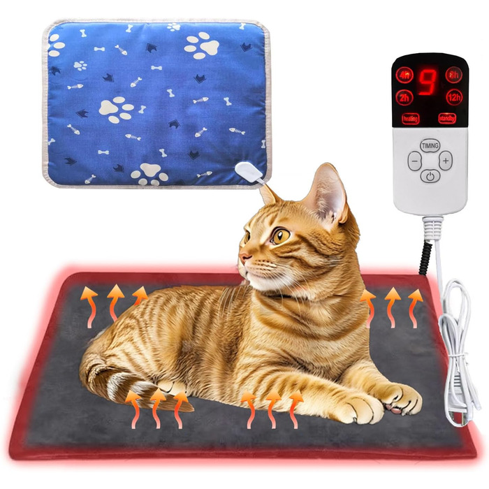 Обогреваемый коврик для кошек и собак, 45*70 см, з регулюванням температури та таймером