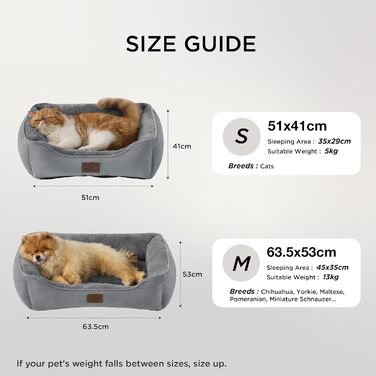 Ліжко для кота BEDSURE, 51x41 см, сіре. Зручне ліжечко для кота та маленьких собак з неслизьким дном та м'яким бортиком. Підходить для дому.