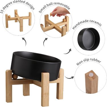 Накладна керамічна годівниця для собак середніх та великих порід, 15° нахил, протиковзка, сіра/біла, 7.6 літрів