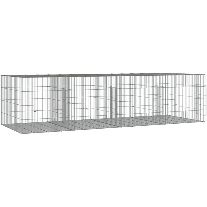 Клітка для кроликів vidaXL, 3 панелі, 217x79x54 см, оцинковане залізо, вольєр для домашніх тварин