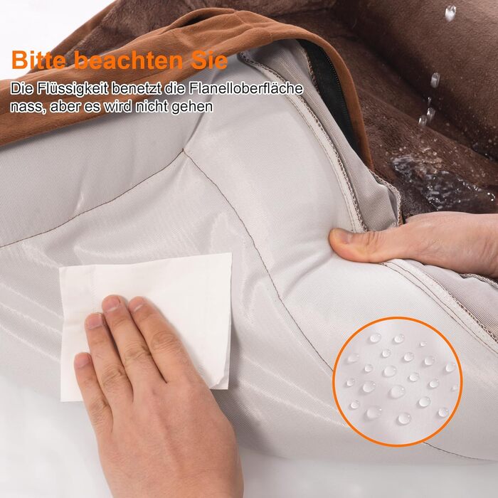 Ортопедичне ліжко для собак великих порід, ергономічне диван-лежанка з піною у формі подушки, водовідштовхуваче ліжко з неслизьким покриттям, 89x63 см, світло-сірий, коричневий, розмір 89 x 63 x 17 см