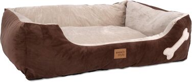 Крісло-лежанка для собак Buddy, лежанка-кошик, собаче ліжко, місце для сну середніх собак, диван для собак, знімний чохол, M (85x70 см), коричневий