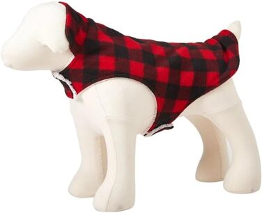 Зимовий теплий одяг для собак: флісова куртка, в перевернутому дизайні, в клітинку, для маленьких, середніх та великих собак (S), червоний