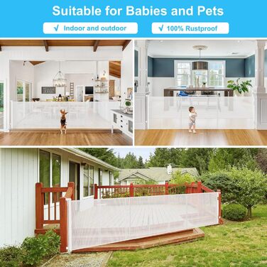 Захист для сходів з замком: розтяжний захист для дітей та собак, 150 см ширина, 83 см висота (300 см)