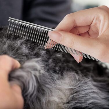 Гребінець для собак та котів, нержавіюча сталь, заокруглені зубці, 19 x 3,5 см (сріблястий)