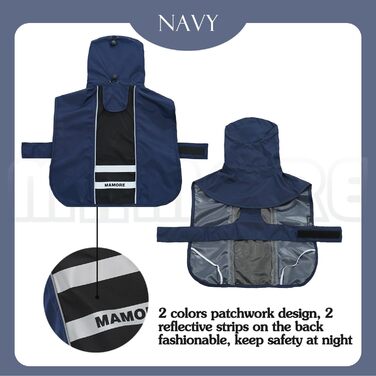 Водонепроникний дощовик для собак, регульований, дихаючий, з отвором для шлейки, жовтого та білого кольору (XXXL) та темно-синього та чорного (XL)