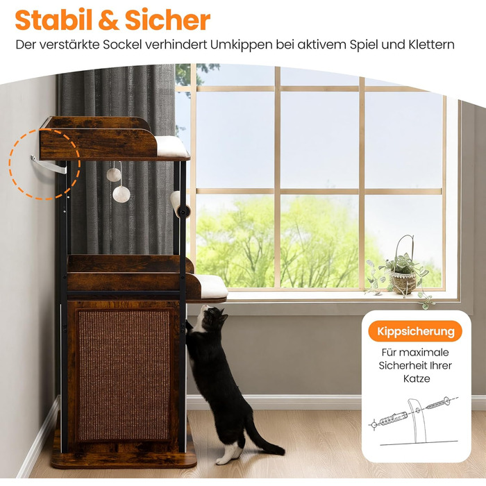 Комплекс для котів Kratzbaum XL 170 см: Дряпка-стовпчик, будиночок, платформа, гамак - Сірий котячий дерево для великих котів