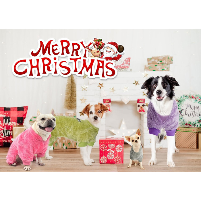 Піжама для собак, теплий зимовий светр, м'який велюр, для цуценят та собак середніх розмірів, котів, великих, зелений