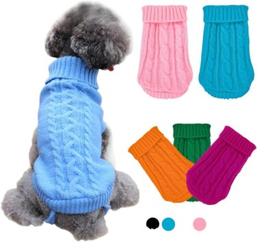 Зимовий пуловер для собак, класичний одяг для маленьких собак, цуценят, котів, в'язаний пуловер, для такс, шнауцерів (однотонний, розмір XXS (4) 0,5–1,5 кг)