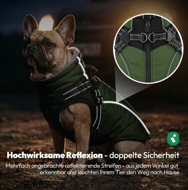 Зимовий теплий наповнювач для собак, водонепроникний, з нагрудником, для малих та середніх порід, розмір XS (35 см), зелений