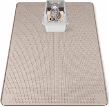 Килимок для котячого туалету Bartuke Katzenklo Matte, великий розмір 101 x 71 см, силіконовий, контролює розсипання, м'який для лап котів, легко миється (Зелений)