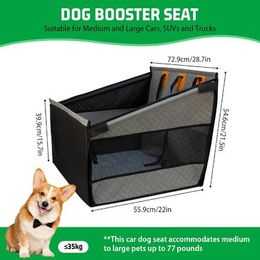 Надійний автокрісло для собак: водонепроникне, антиковзаюче, з 3 ременями, для середніх та великих собак