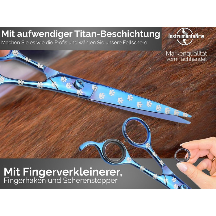 Професійна ножиця для грумінгу собак, титанове покриття, мікрозубчики, 21,5 см