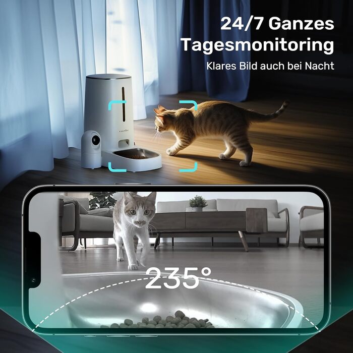 Автоматичний годівниця для котів та собак FUKUMARU з камерою 1080P, WiFi, сенсором рівня корму та нічним баченням