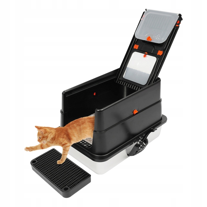 Відкритий лоток-куветра для котів із нержавіючої сталі, чорний