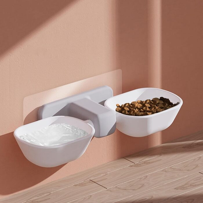 Набір мисок для котів з кріпленням на стіну, підняті миски, міцні, з присосками, для корму та води