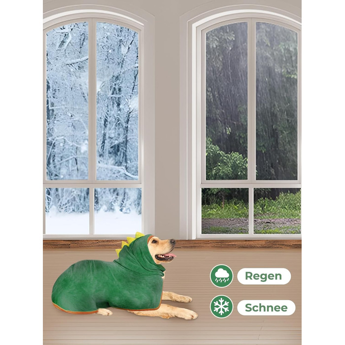 Рушник для собак з мікрофібри, халат для собак, швидковисихаючий, регульований, для великих, середніх та малих собак/котів (зелений, M)