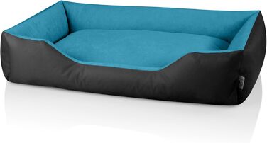 Лягушкове ліжко для собак BedDog LUPI, м'яке ліжко для собак з знімним та пральним чохлом, корзина для собак, диван для собак, для маленьких собак, S, чорно-сірий (BLUE-SKY (чорний/синій), L 150 x W 110 x H 28 см)