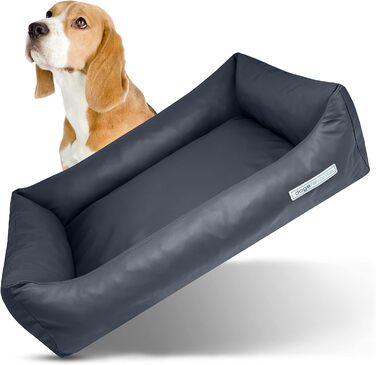 Лежанка для собак XL 130x95 см - миюча, з ортопедичним ефектом, з міцної тканини, лежанка-кошик для собак, темно-сіра