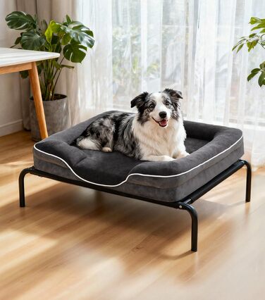 Ортопедичне ліжко для собак великих порід, м'яке, з антиковзною основою, дихаюче, сіре, 100x70x20 см
