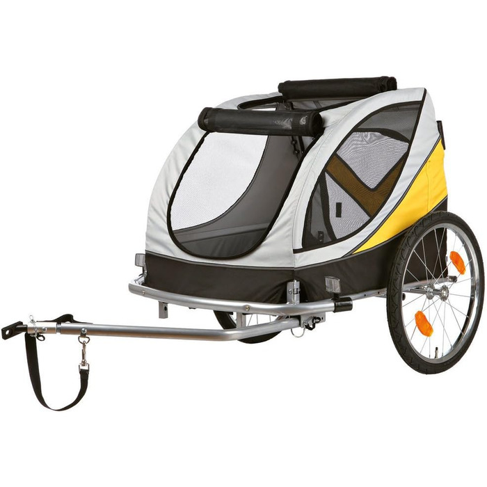 Велосипедний причіп Trixie 12805, сірий/чорний/жовтий, розмір M, 63x68x75 см