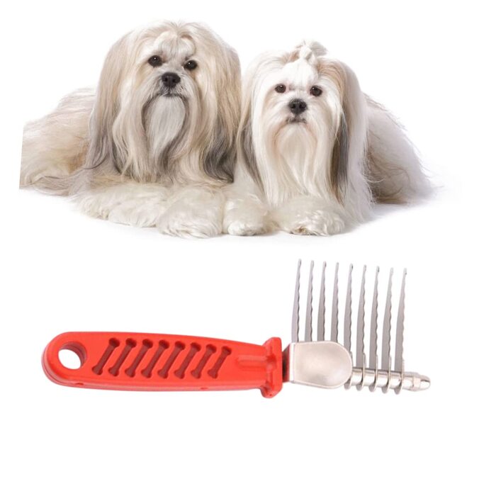 Набір гребінців для грумінгу тварин POPETPOP (3 шт.) - гребінець для собак та котів, для видалення шерсті, середній, червоний