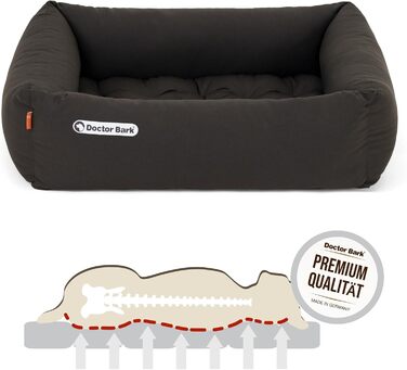 Ортопедичне ліжко для собак Doctor Bark - миється до 95°C, гігієнічне, без запаху, з м'якою підстилкою для собак середніх порід (S - 70x60 см, Коричневе)