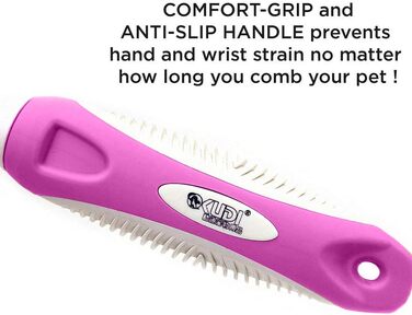 Гребінець для собак - сталевий гребінець для видалення шерсті та розпушування, одинарний/подвійний ряд з обертовими шпильками. Для видалення шерсті, розплутування ковтунів у собак, котів, кроликів, рожевий.