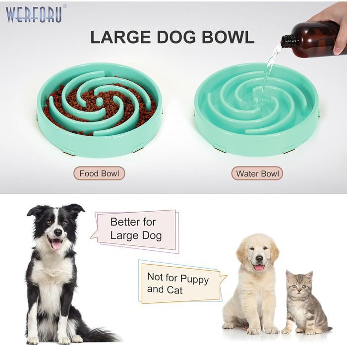 Напувачка для собак, повільне годування, інтерактивна миска, безпечна та міцна, для великих собак, Bohnengrün J-bohnengrün