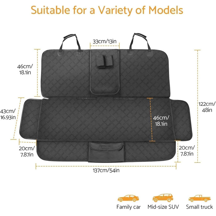 Автомобільна підстилка для собак Maxetodo на заднє сидіння: водовідштовхувальна, з кишенями, захист від подряпин для всіх авто, SUV, вантажівок