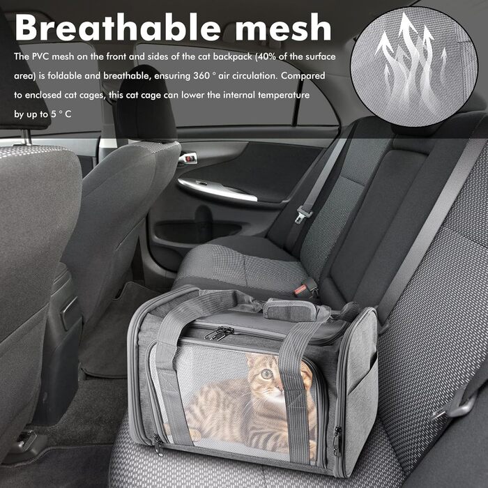 Транспортна сумка для кота/собаки WANDGU: складана, дихаюча, до 7 кг, з повідком та плечовим ременем