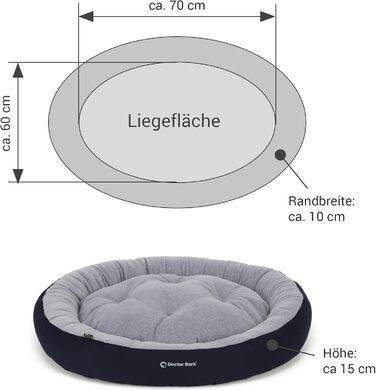 Кігтьовий будиночок для собак середніх порід Doctor Bark, м'яке кругле ліжко, плюшеве гніздо з двостороннім подушкою Fleece/Baumwolle - GreenLabel, колір: кобальт (L - 70x60 см)